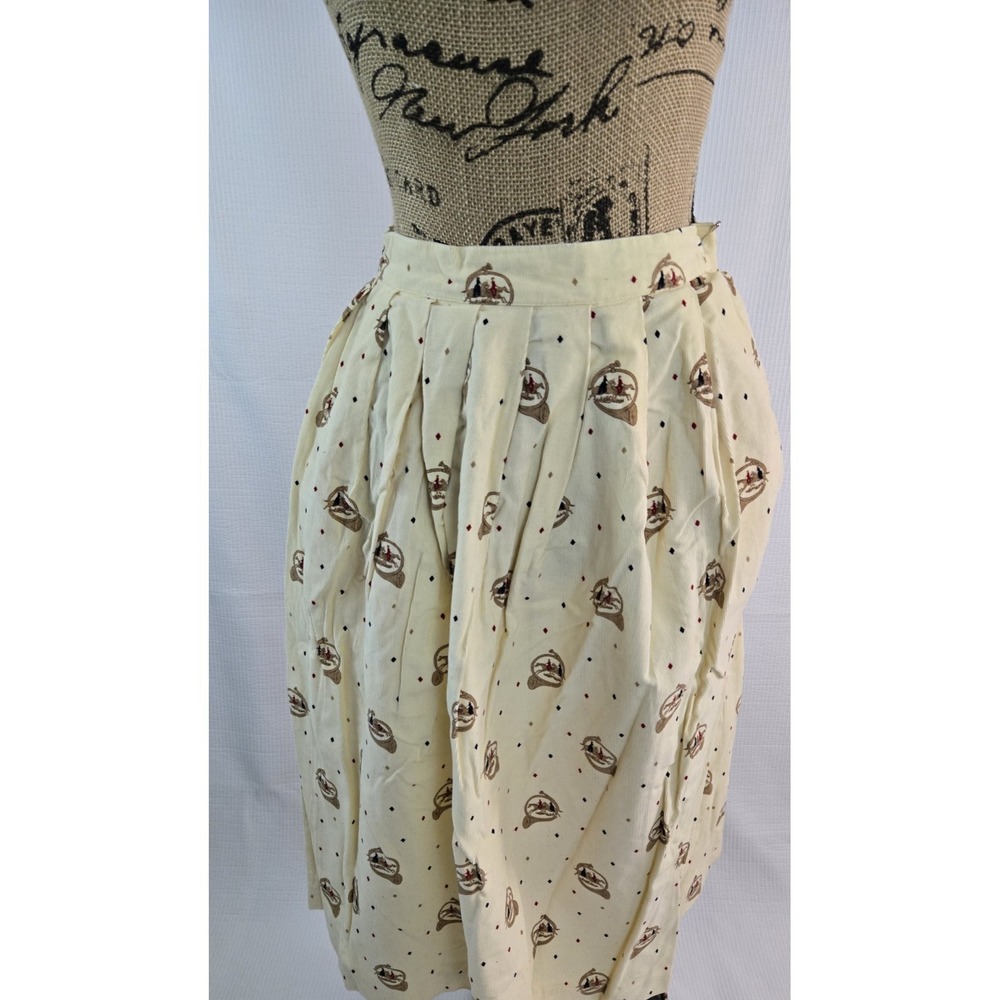 Villager women's equestrian 100% Cotton A-line Pleated Corduroy Skirt size 4 - Picture 5 of 8
